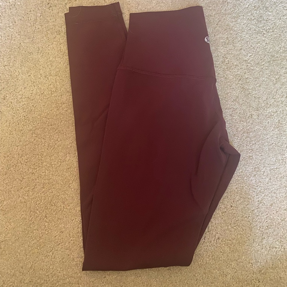 Lululemon High Rise Align Leggings 28” in burgundy, size 4